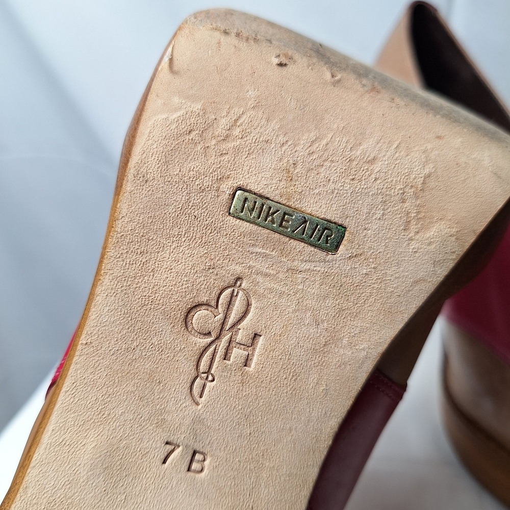 COLE HAAN Stephanie Air Oxford Pumps Sz 7B Tan Pink Colorblock Leather Steampunk - Picture 9 of 11
